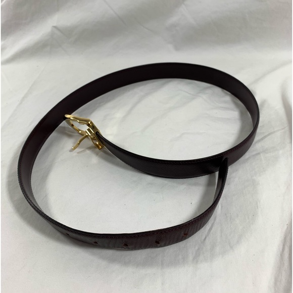 Genuine vintage LOUIS VUITTON taiga Bordeaux leather belt 44 Large - Picture 6 of 14